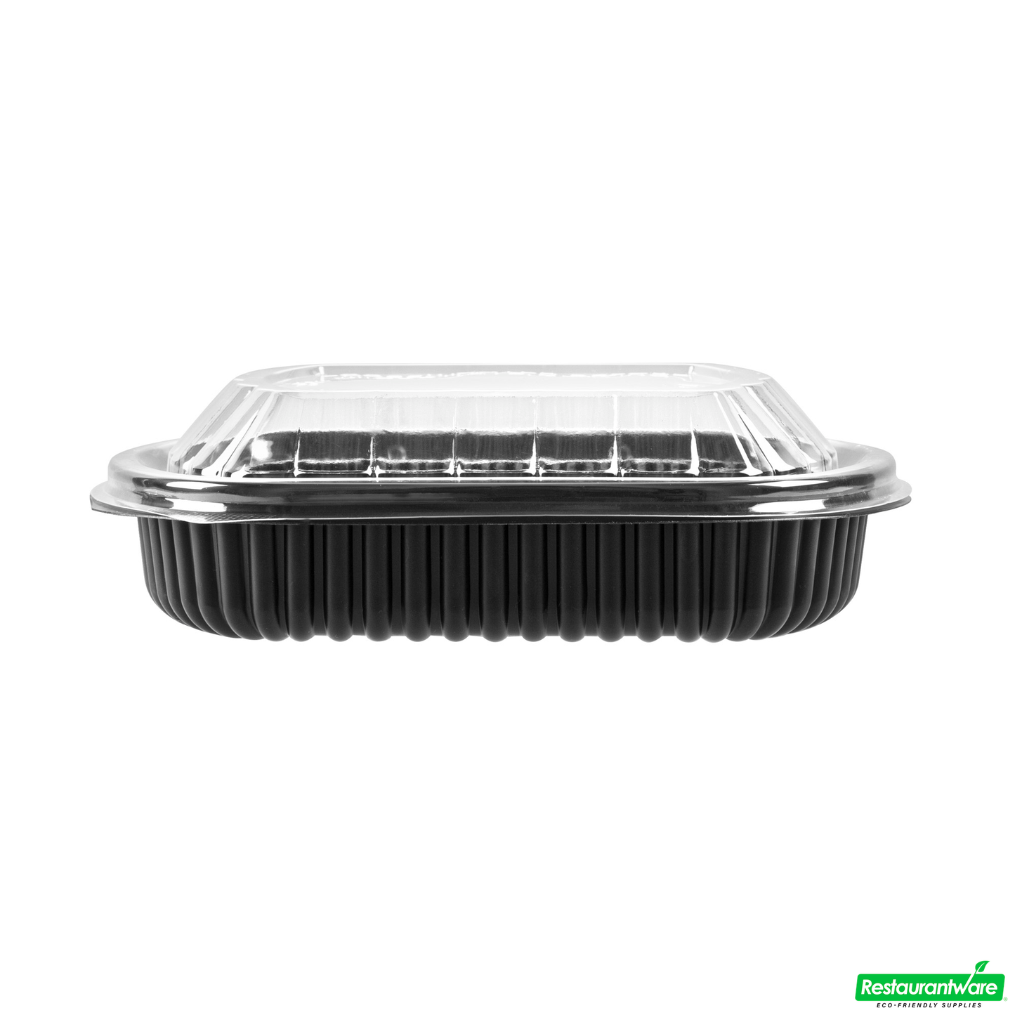 Wholesale Restaurantware 24 Oz Rectangle Black Plastic Food Container - with Clear Lid, Microwavable - 7 3/4" X 6 1/4" X 2 1/4" - 100 Count Box- Bulk