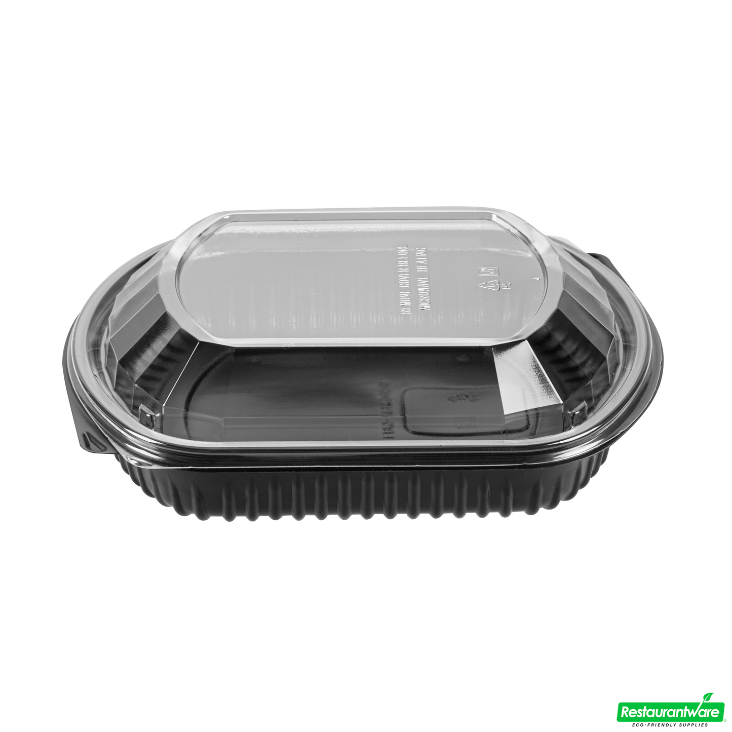 Wholesale Restaurantware 36 Oz Rectangle Black Plastic Food Container - with Clear Lid, Microwavable - 9 1/4" X 7 3/4" X 2 3/4" - 50 Count Box- Bulk