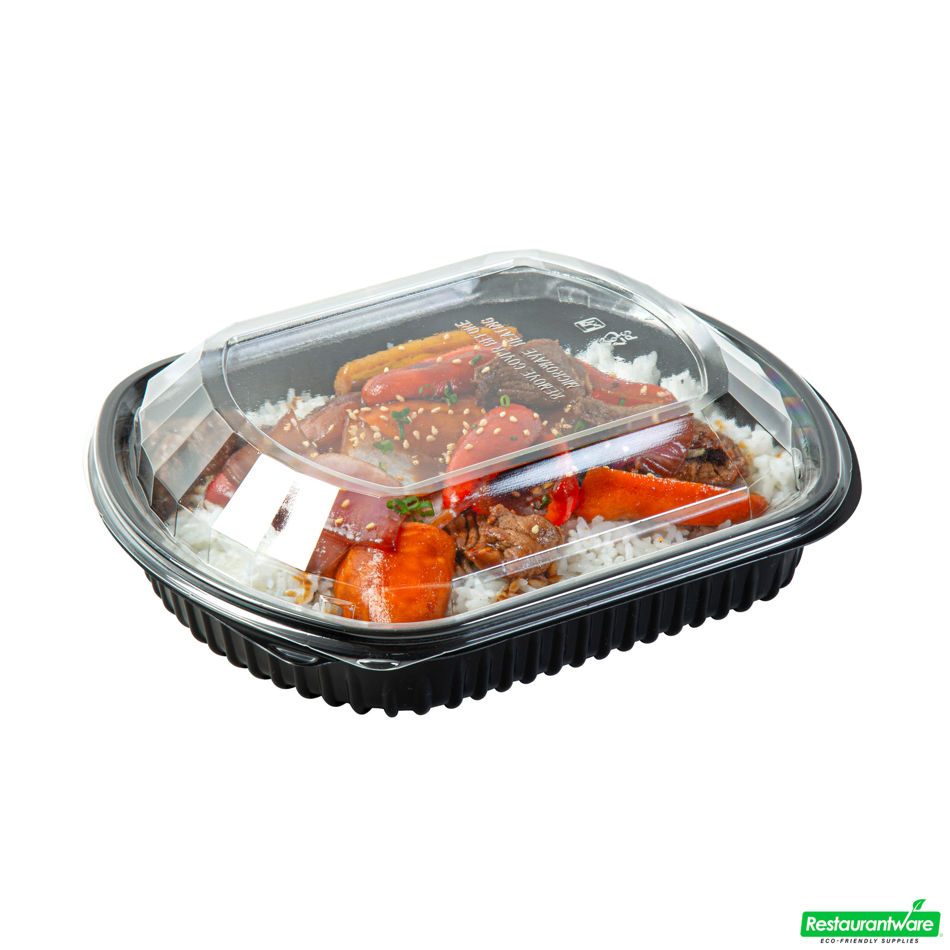 Wholesale Restaurantware 36 Oz Rectangle Black Plastic Food Container - with Clear Lid, Microwavable - 9 1/4" X 7 3/4" X 2 3/4" - 50 Count Box- Bulk