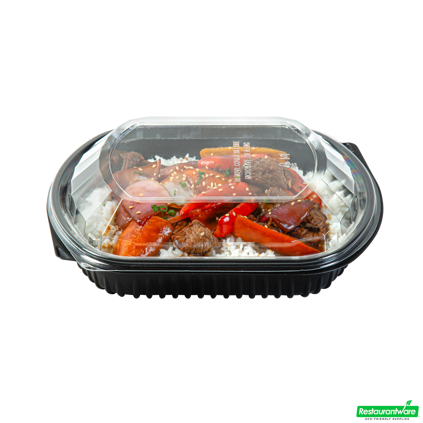 Wholesale Restaurantware 36 Oz Rectangle Black Plastic Food Container - with Clear Lid, Microwavable - 9 1/4" X 7 3/4" X 2 3/4" - 50 Count Box- Bulk
