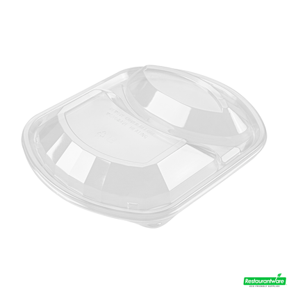 Wholesale Restaurantware 36 Oz Rectangle Black Plastic Food Container - with Clear Lid, Microwavable, 2 Compartments - 9 1/4" X 8" X 2 3/4" - 50 Count Box- Bulk