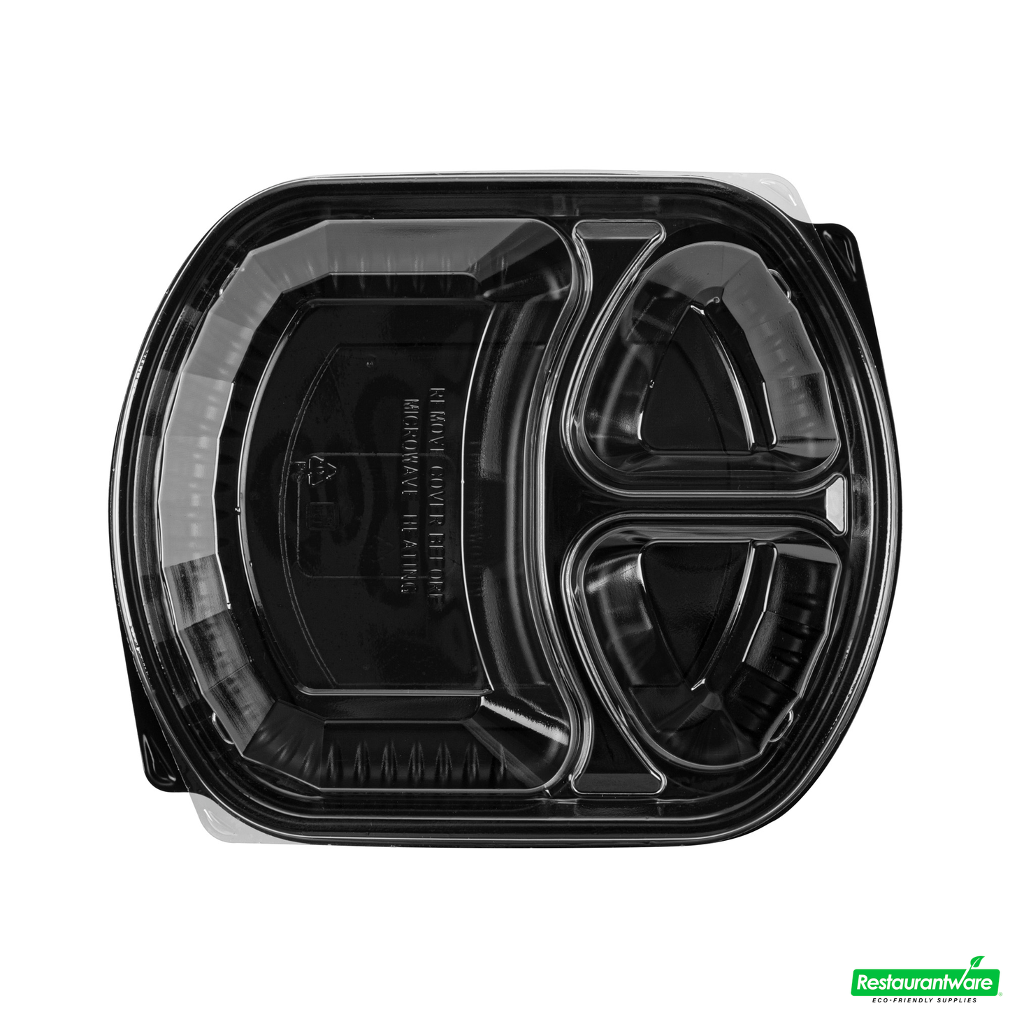 Wholesale Restaurantware 36 Oz Rectangle Black Plastic Food Container - with Clear Lid, Microwavable, 3 Compartments - 9 1/4" X 8" X 2 3/4" - 50 Count Box- Bulk