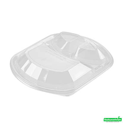 Wholesale Restaurantware 36 Oz Rectangle Black Plastic Food Container - with Clear Lid, Microwavable, 3 Compartments - 9 1/4" X 8" X 2 3/4" - 50 Count Box- Bulk