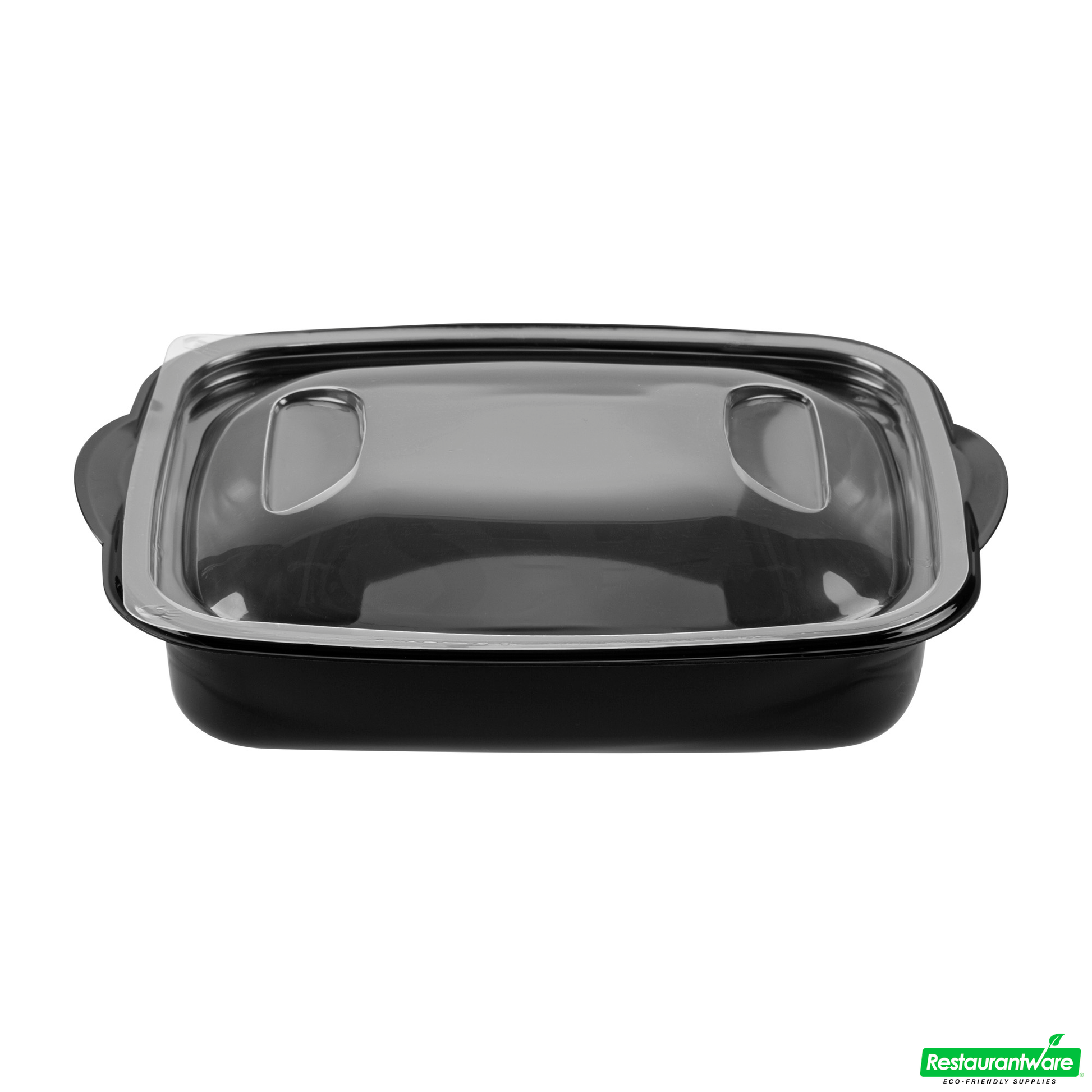 Wholesale Restaurantware 36 Oz Rectangle Black Plastic Food Container - with Clear Lid, Microwavable - 8 3/4" X 7" X 2 1/4" - 100 Count Box- Bulk