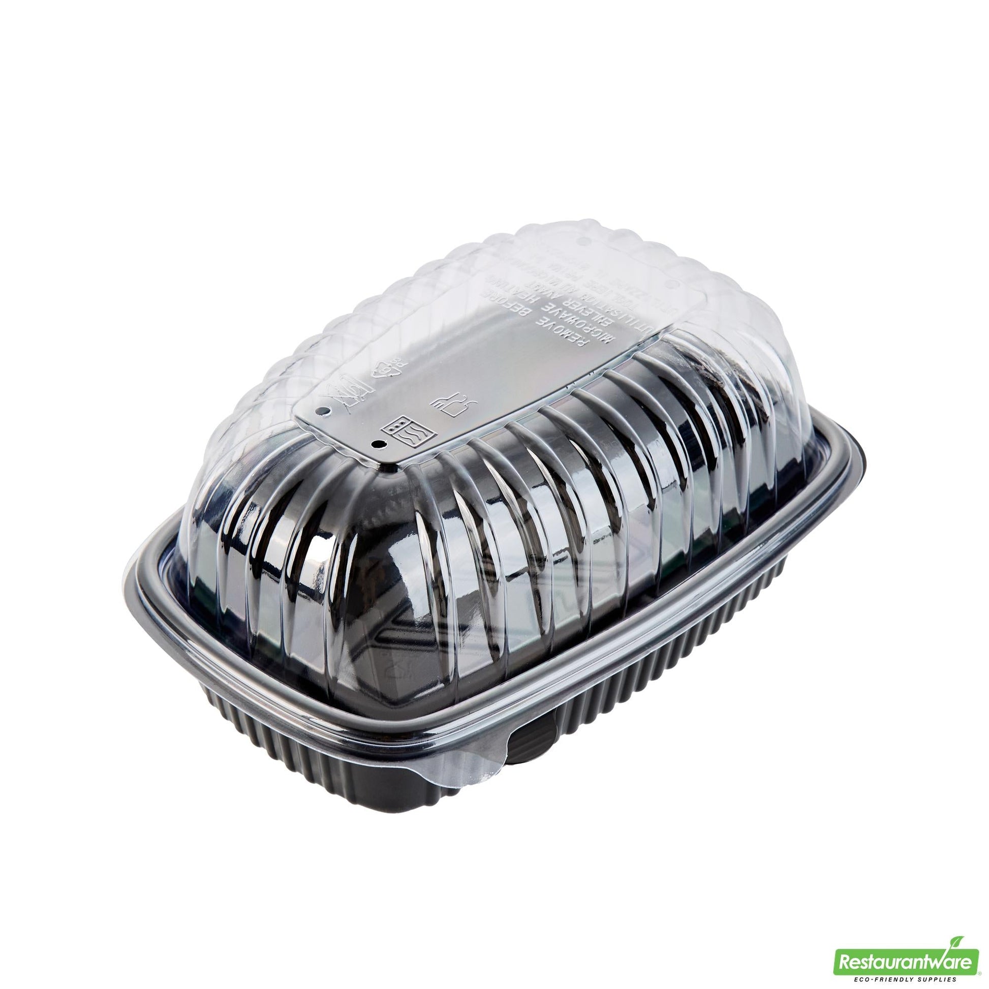 Wholesale Restaurantware Black Plastic Chicken Roaster Container - with Clear Dome Lid - 10.2" X 7.2" X 4.7"- Bulk