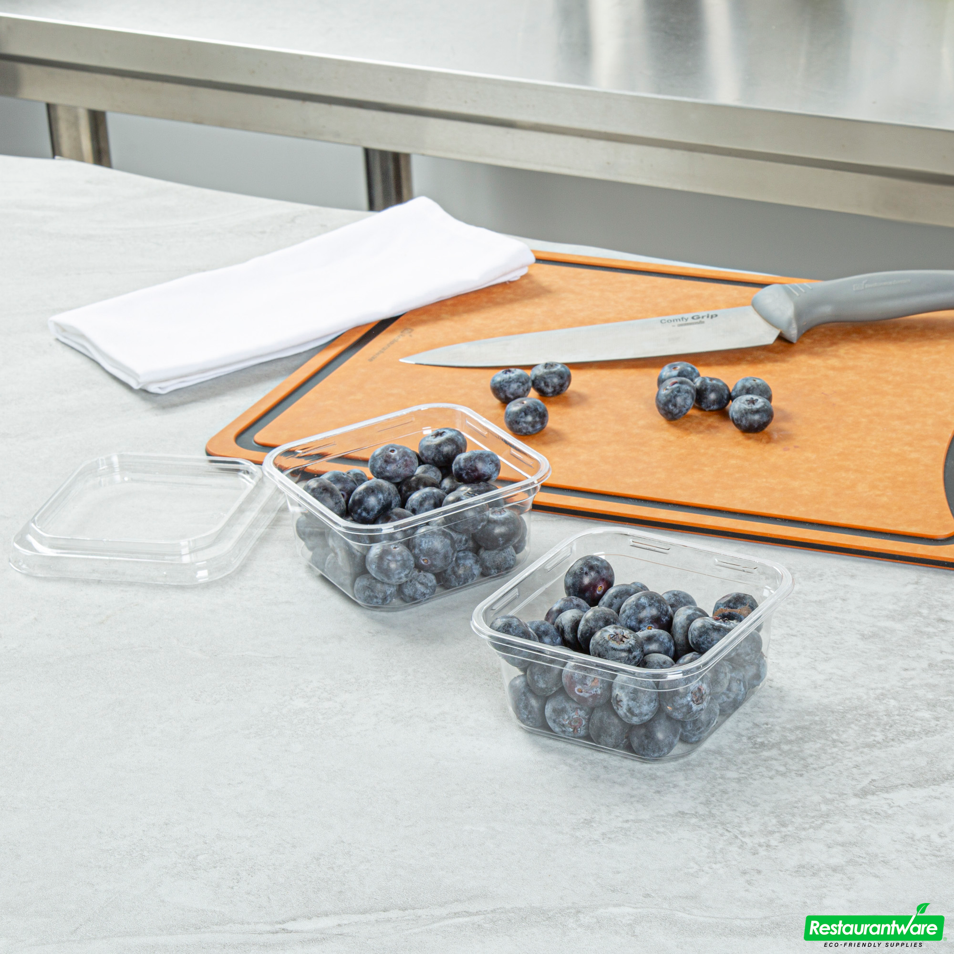 Wholesale Restaurantware Thermo Tek 12 Oz Square Clear Plastic Deli / Snack Container - 4 1/2" X 4 1/2" X 2" - 100 Count Box- Bulk