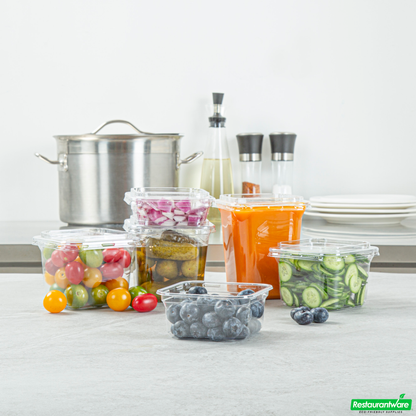 Wholesale Restaurantware Thermo Tek 12 Oz Square Clear Plastic Deli / Snack Container - 4 1/2" X 4 1/2" X 2" - 100 Count Box- Bulk