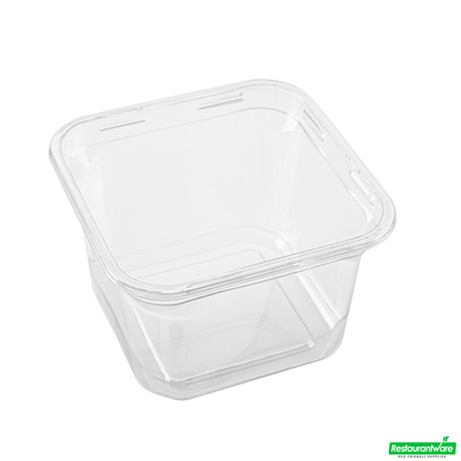 Wholesale Restaurantware Thermo Tek 16 Oz Square Clear Plastic Deli / Snack Container - 4 1/2" X 4 1/2" X 3" - 100 Count Box- Bulk