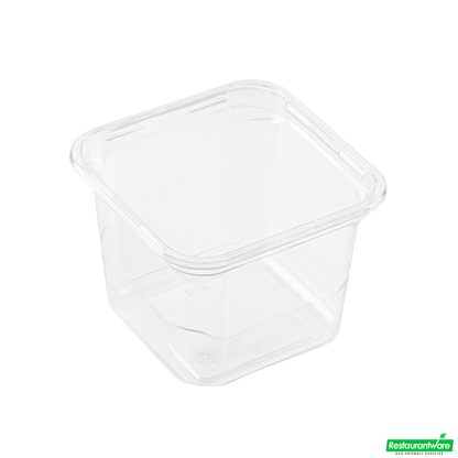 Wholesale Restaurantware Thermo Tek 20 Oz Square Clear Plastic Deli / Snack Container - 4 1/2" X 4 1/2" X 3 1/2" - 50 Count Box- Bulk