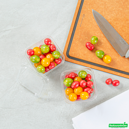 Wholesale Restaurantware Thermo Tek 20 Oz Square Clear Plastic Deli / Snack Container - 4 1/2" X 4 1/2" X 3 1/2" - 100 Count Box- Bulk