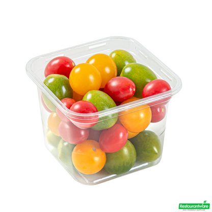 Wholesale Restaurantware Thermo Tek 20 Oz Square Clear Plastic Deli / Snack Container - 4 1/2" X 4 1/2" X 3 1/2" - 100 Count Box- Bulk