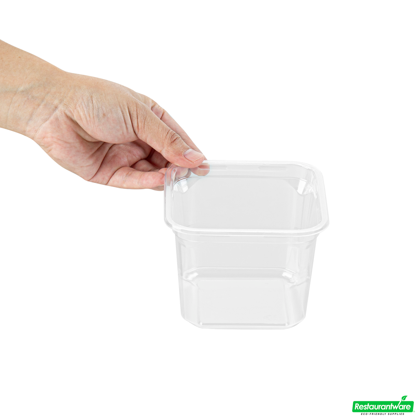 Wholesale Restaurantware Thermo Tek 20 Oz Square Clear Plastic Deli / Snack Container - 4 1/2" X 4 1/2" X 3 1/2" - 100 Count Box- Bulk