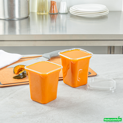 Wholesale Restaurantware Thermo Tek 32 Oz Square Clear Plastic Deli / Snack Container - 4 1/2" X 4 1/2" X 5 1/4" - 50 Count Box- Bulk