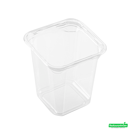 Wholesale Restaurantware Thermo Tek 32 Oz Square Clear Plastic Deli / Snack Container - 4 1/2" X 4 1/2" X 5 1/4" - 100 Count Box- Bulk