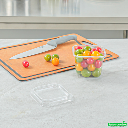 Wholesale Restaurantware Thermo Tek Square Clear Plastic Lid - Fits 8 - 32 Oz Deli / Snack Container - 100 Count Box- Bulk