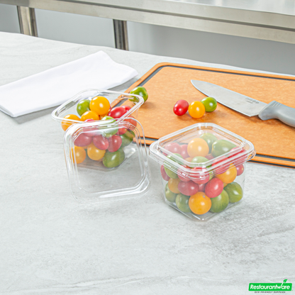 Wholesale Restaurantware Thermo Tek Square Clear Plastic Lid - Fits 8 - 32 Oz Deli / Snack Container - 100 Count Box- Bulk