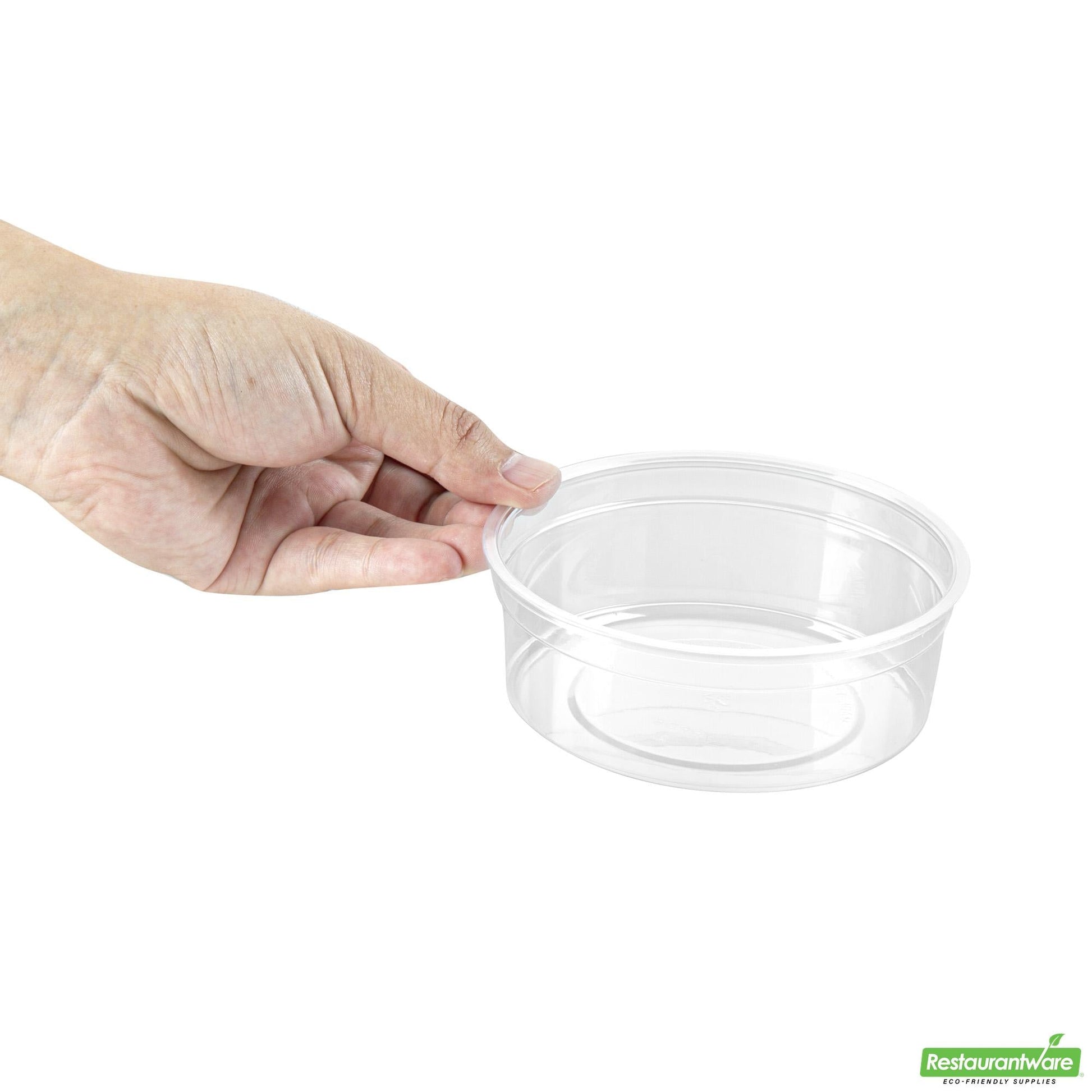Wholesale Restaurantware Thermo Tek 8 Oz Round Clear Plastic to Go Deli Container - 4 1/2" X 4 1/2" X 1 1/2" - 100 Count Box- Bulk