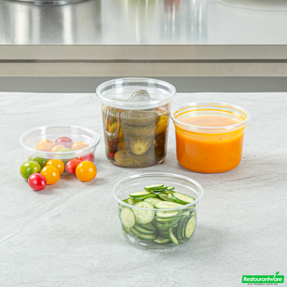 Wholesale Restaurantware Thermo Tek 12 Oz Round Clear Plastic to Go Deli Container - 4 1/2" X 4 1/2" X 2 1/4" - 25 Count Box- Bulk