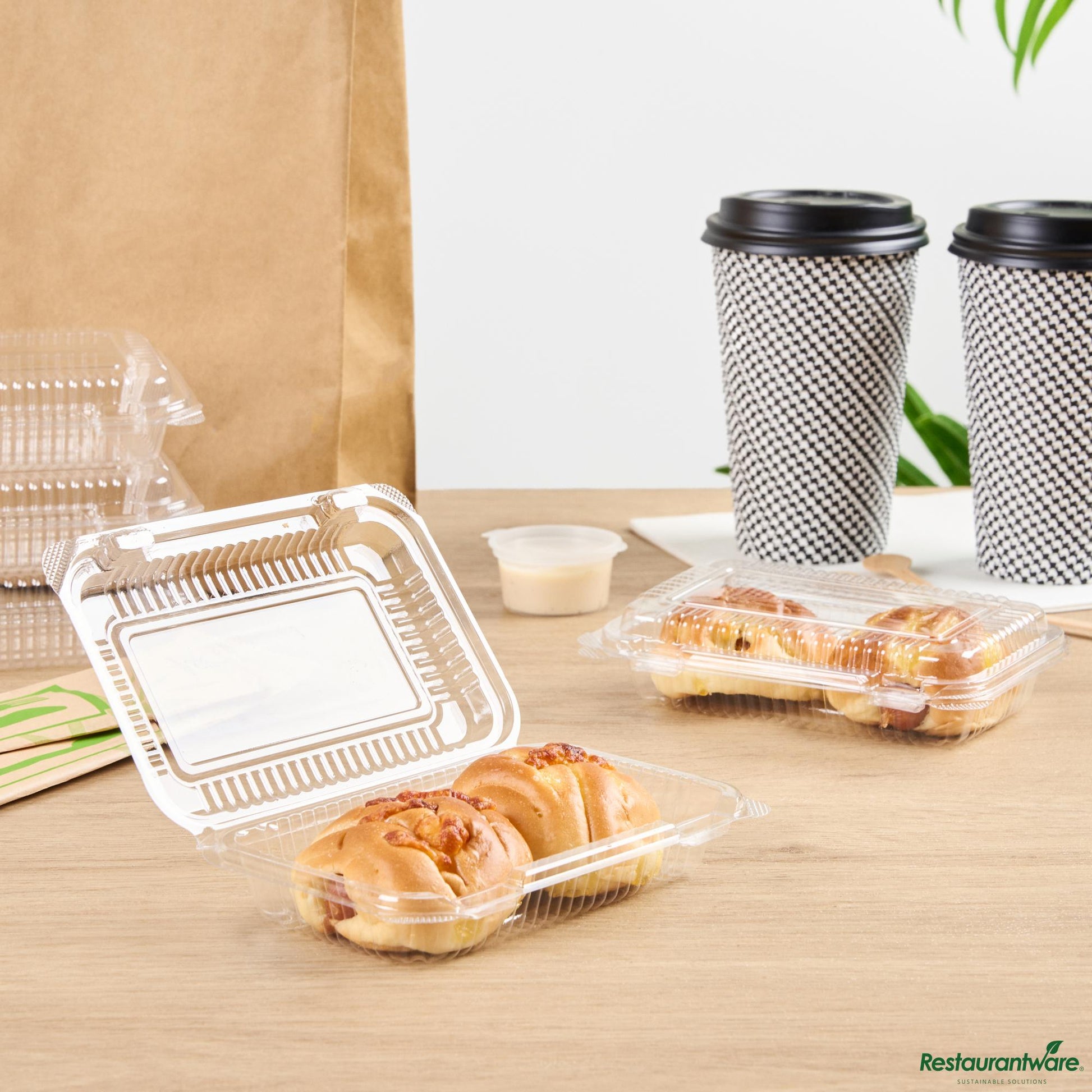 Wholesale Restaurantware Thermo Tek Rectangle Clear Plastic Clamshell Container - 6" X 4" X 1 1/2" - 100 Count Box- Bulk