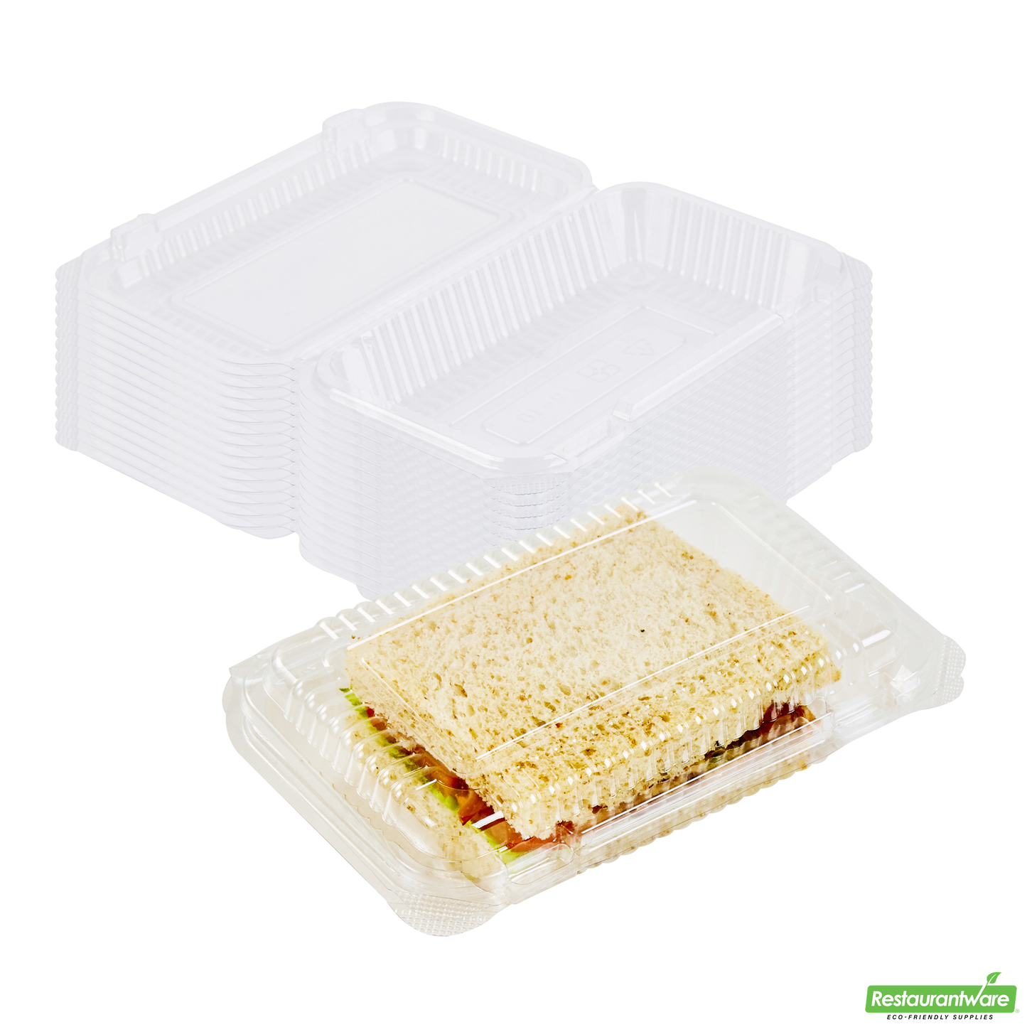 Wholesale Restaurantware Thermo Tek Rectangle Clear Plastic Clamshell Container - 6" X 4" X 1 1/2" - 100 Count Box- Bulk