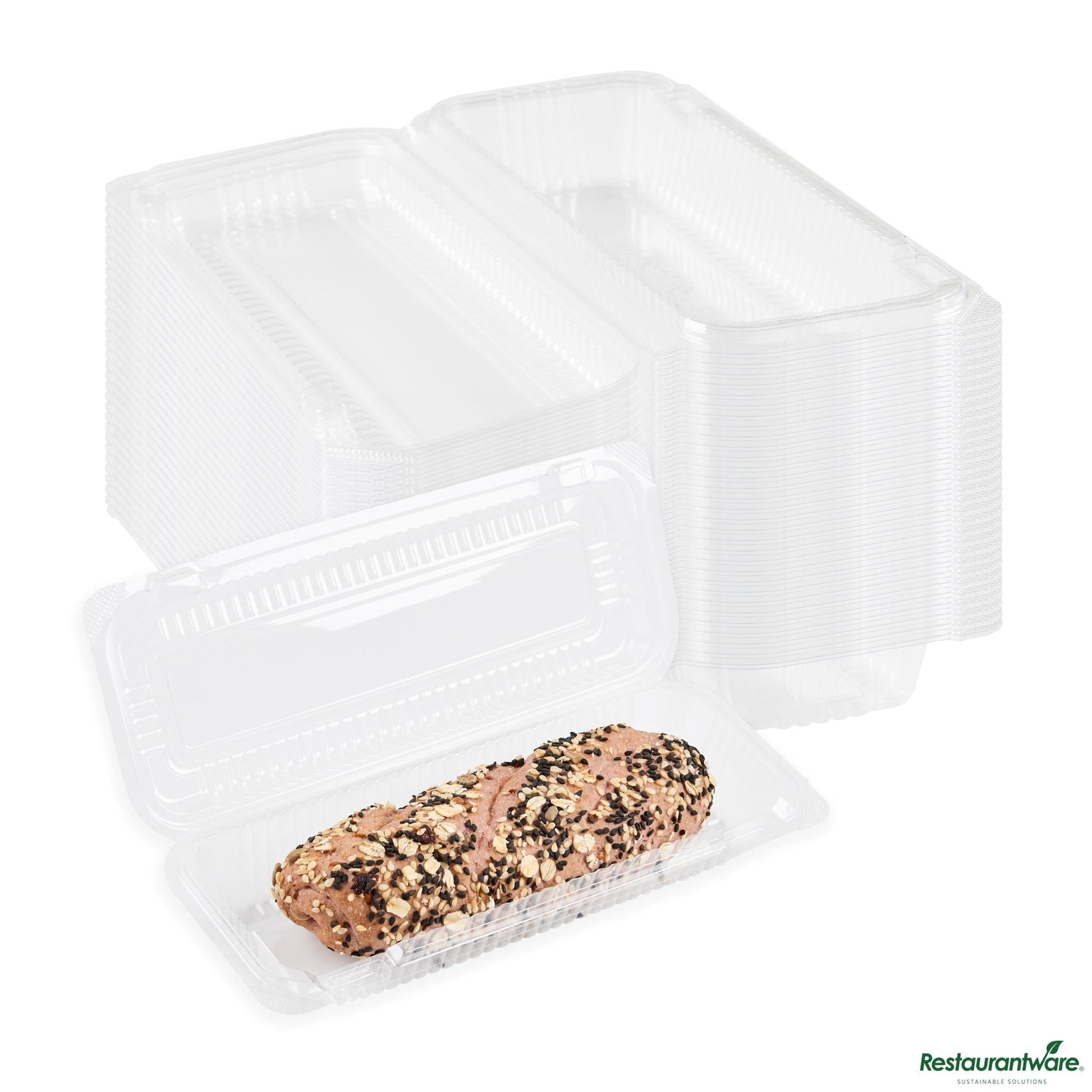 Wholesale Restaurantware Rectangle Clear Plastic Clamshell Container - 8.5" X 3.5" X 1.6"- Bulk