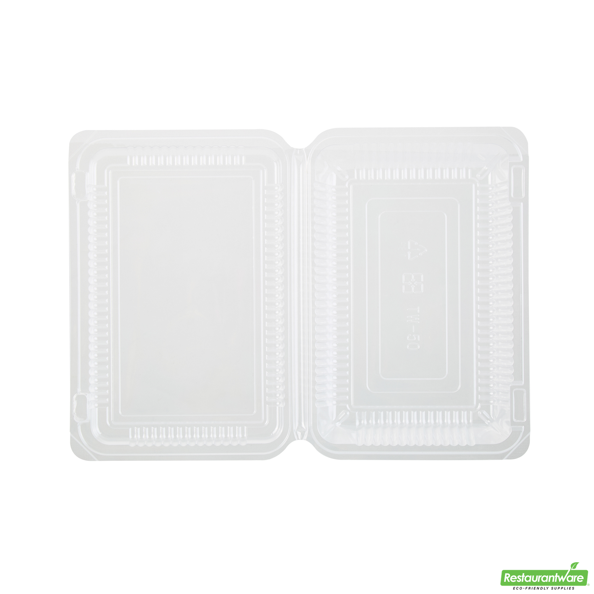 Wholesale Restaurantware Thermo Tek Rectangle Clear Plastic Clamshell Container - 7 1/2" X 5 1/4" X 1 3/4" - 100 Count Box- Bulk