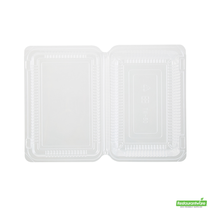 Wholesale Restaurantware Thermo Tek Rectangle Clear Plastic Clamshell Container - 7 1/2" X 5 1/4" X 1 3/4" - 100 Count Box- Bulk