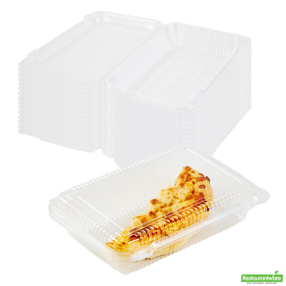 Wholesale Restaurantware Thermo Tek Rectangle Clear Plastic Clamshell Container - 7 1/2" X 5 1/4" X 1 3/4" - 100 Count Box- Bulk