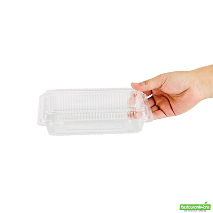 Wholesale Restaurantware Thermo Tek Rectangle Clear Plastic Clamshell Container - 7 1/2" X 5 1/4" X 1 3/4" - 100 Count Box- Bulk