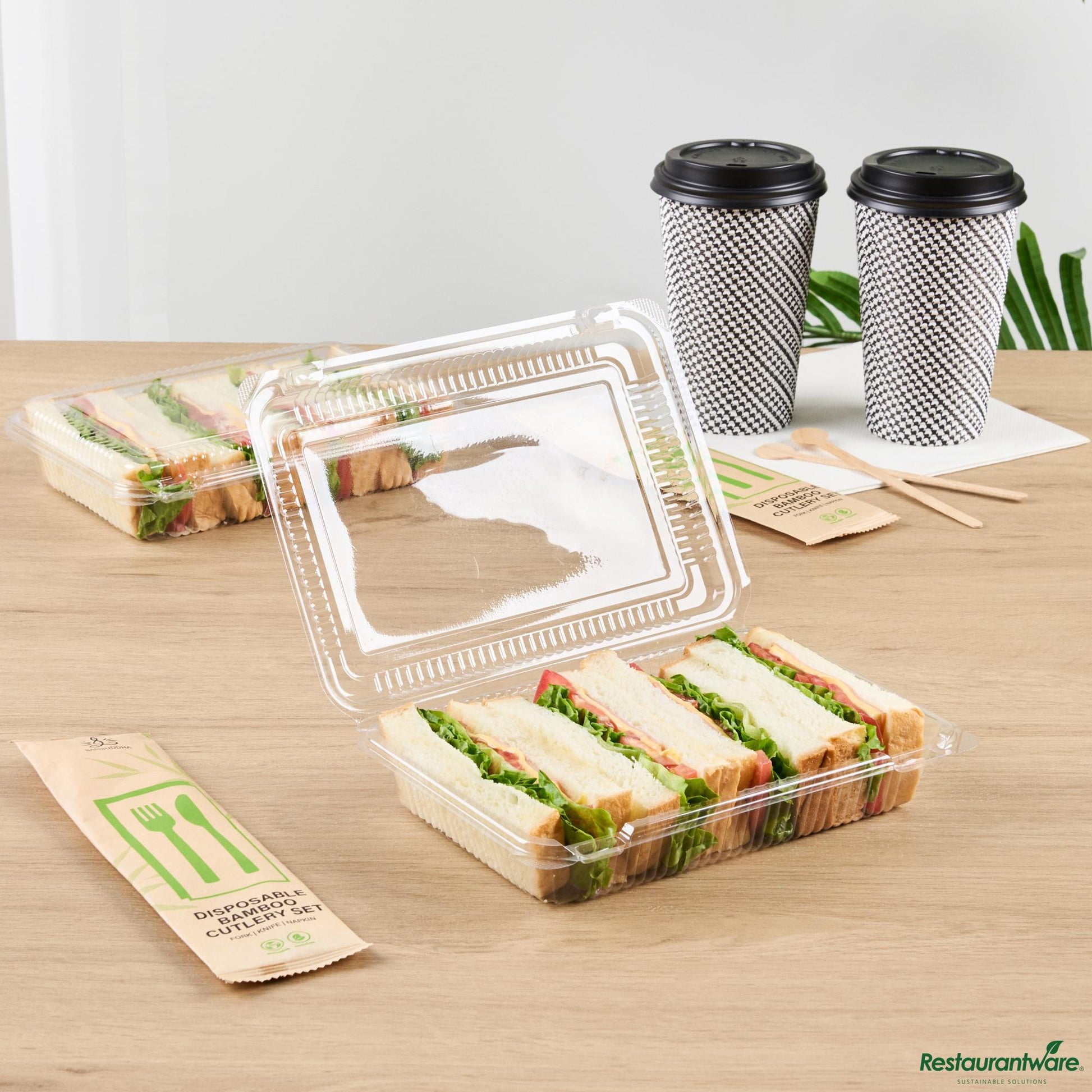 Wholesale Restaurantware Rectangle Clear Plastic Clamshell Container - 8.3" X 5.8" X 1.8"- Bulk