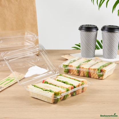 Wholesale Restaurantware Rectangle Clear Plastic Clamshell Container - 8.3" X 5.8" X 1.8"- Bulk