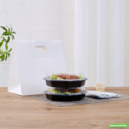 Wholesale Restaurantware Octagon Black Plastic Food Container - with Clear Lid - 7 1/2" X 7 1/2" X 2 1/4" - 100 Count Box- Bulk