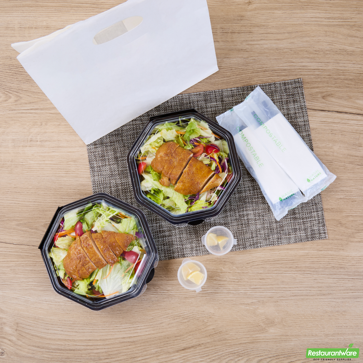 Wholesale Restaurantware Octagon Black Plastic Food Container - with Clear Lid - 7 1/2" X 7 1/2" X 2 1/4" - 100 Count Box- Bulk