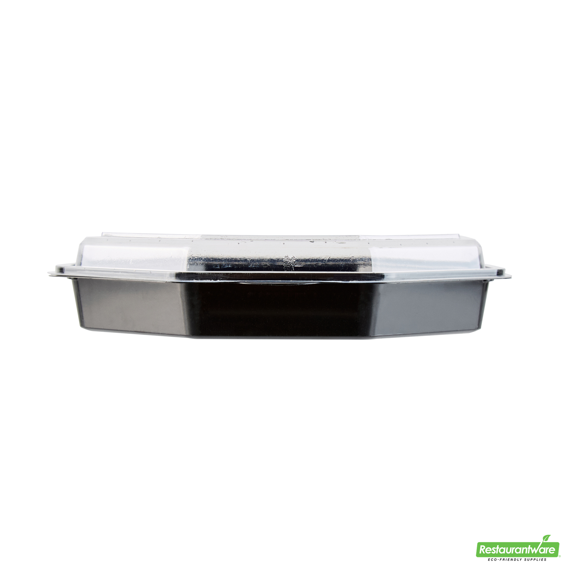 Wholesale Restaurantware Octagon Black Plastic Food Container - with Clear Lid - 9" X 9" X 2" - 100 Count Box- Bulk