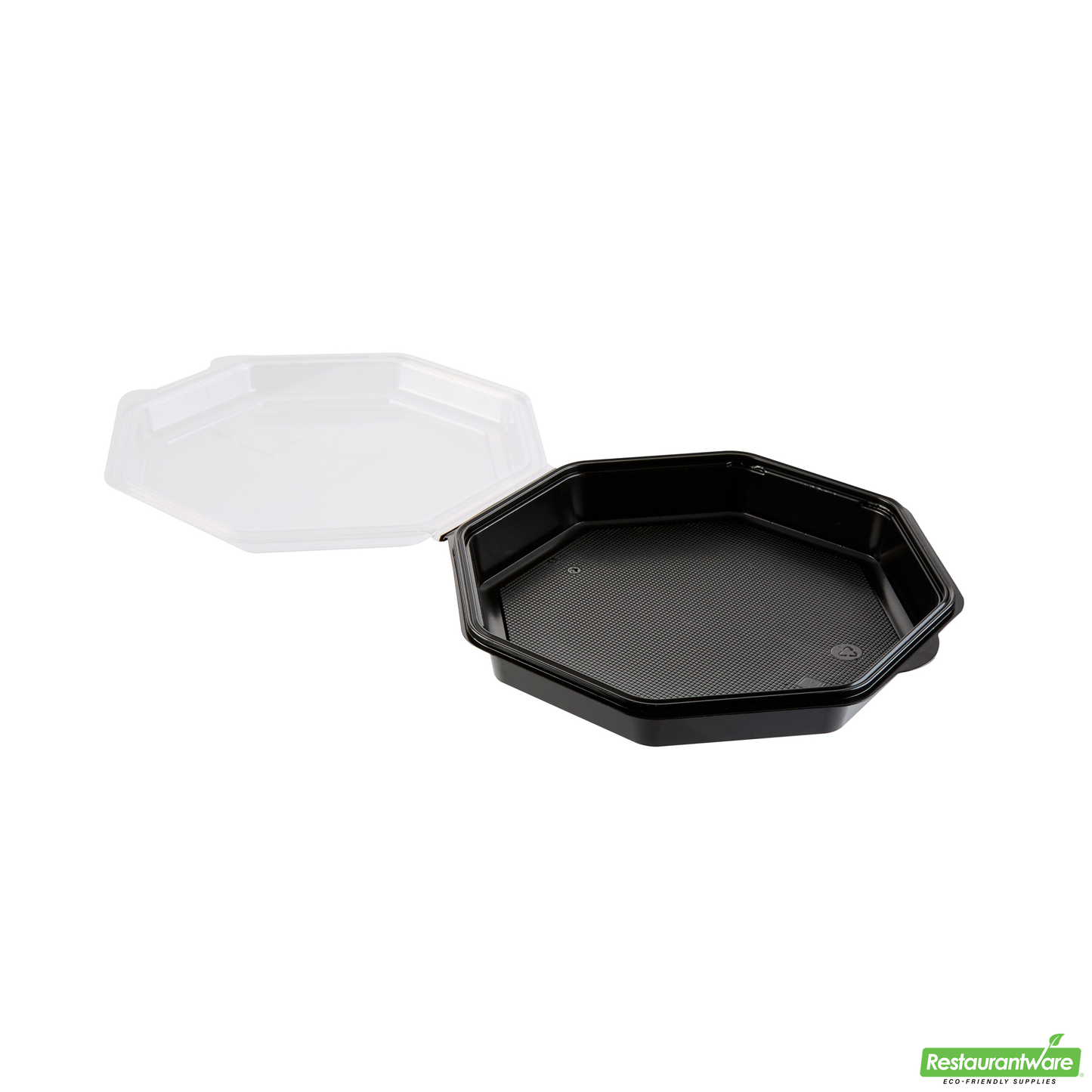 Wholesale Restaurantware Octagon Black Plastic Food Container - with Clear Lid - 9" X 9" X 2" - 100 Count Box- Bulk