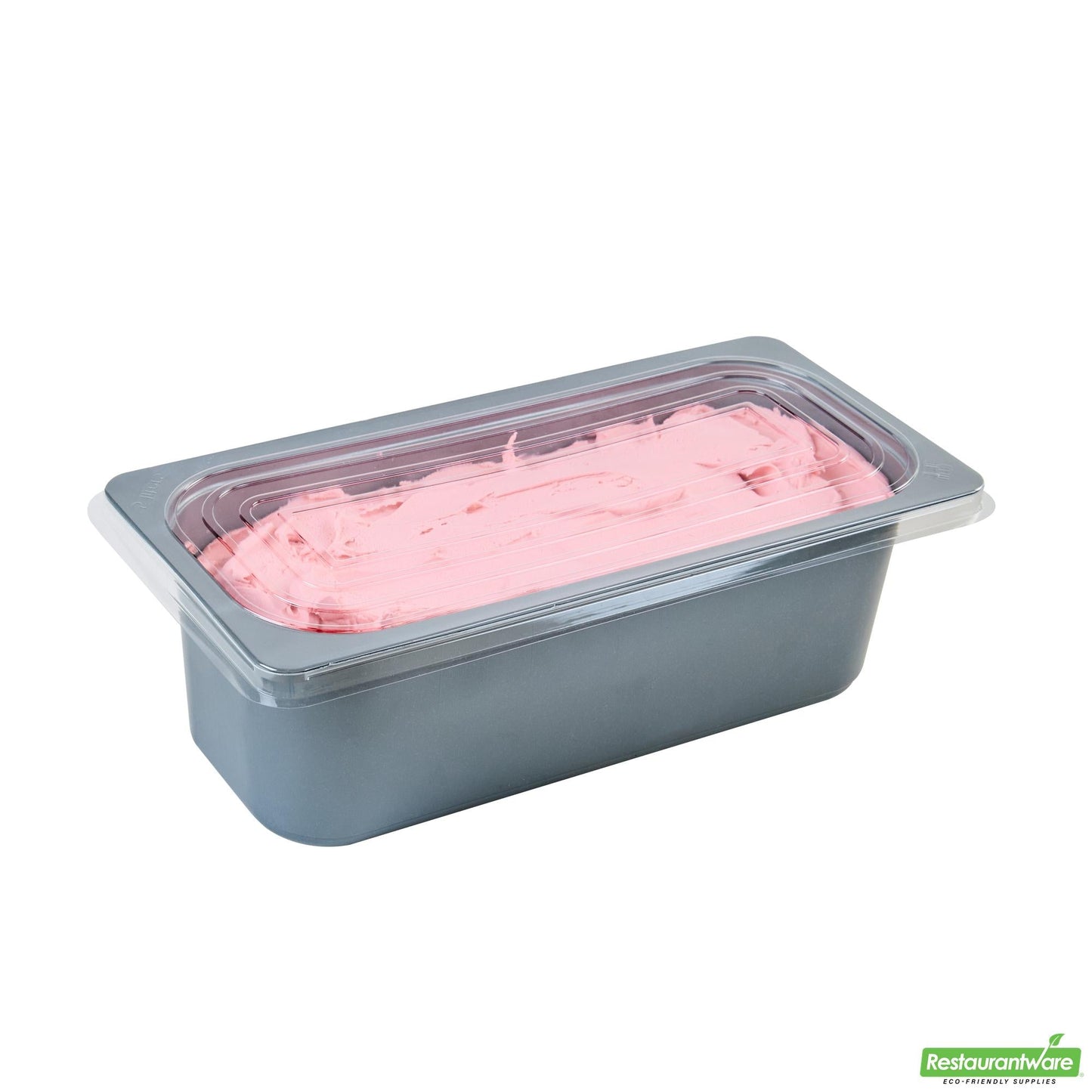 Wholesale Restaurantware 5 Qt Rectangle Gray Plastic Ice Cream Container - with Clear Lid - 13.6" X 6.5" X 4.7"- Bulk