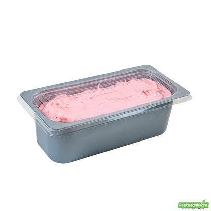 Wholesale Restaurantware 5 Qt Rectangle Gray Plastic Ice Cream Container - with Clear Lid - 13.6" X 6.5" X 4.7"- Bulk