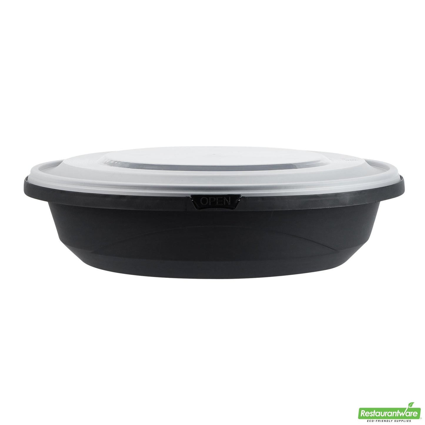 Wholesale Restaurantware Cater Tek 58 Oz Round Black Plastic Catering / Serving Bowl - with Clear Lid, Microwavable - 8" X 8" X 3 3/4" - 100 Count Box- Bulk