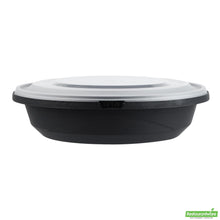 Wholesale Restaurantware Cater Tek 58 Oz Round Black Plastic Catering / Serving Bowl - with Clear Lid, Microwavable - 8" X 8" X 3 3/4" - 100 Count Box- Bulk