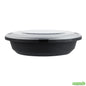 Wholesale Restaurantware Cater Tek 58 Oz Round Black Plastic Catering / Serving Bowl - with Clear Lid, Microwavable - 8" X 8" X 3 3/4" - 100 Count Box- Bulk