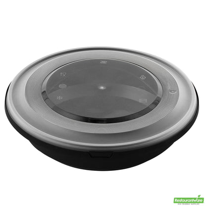 Wholesale Restaurantware Cater Tek 58 Oz Round Black Plastic Catering / Serving Bowl - with Clear Lid, Microwavable - 8" X 8" X 3 3/4" - 100 Count Box- Bulk