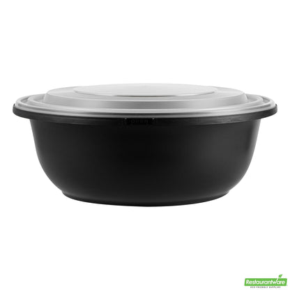 Wholesale Restaurantware Cater Tek 169 Oz Round Black Catering / Serving Bowl - with Clear Lid, Microwavable - 11 3/4" X 11 3/4" X 4 1/2" - 25 Count Box- Bulk