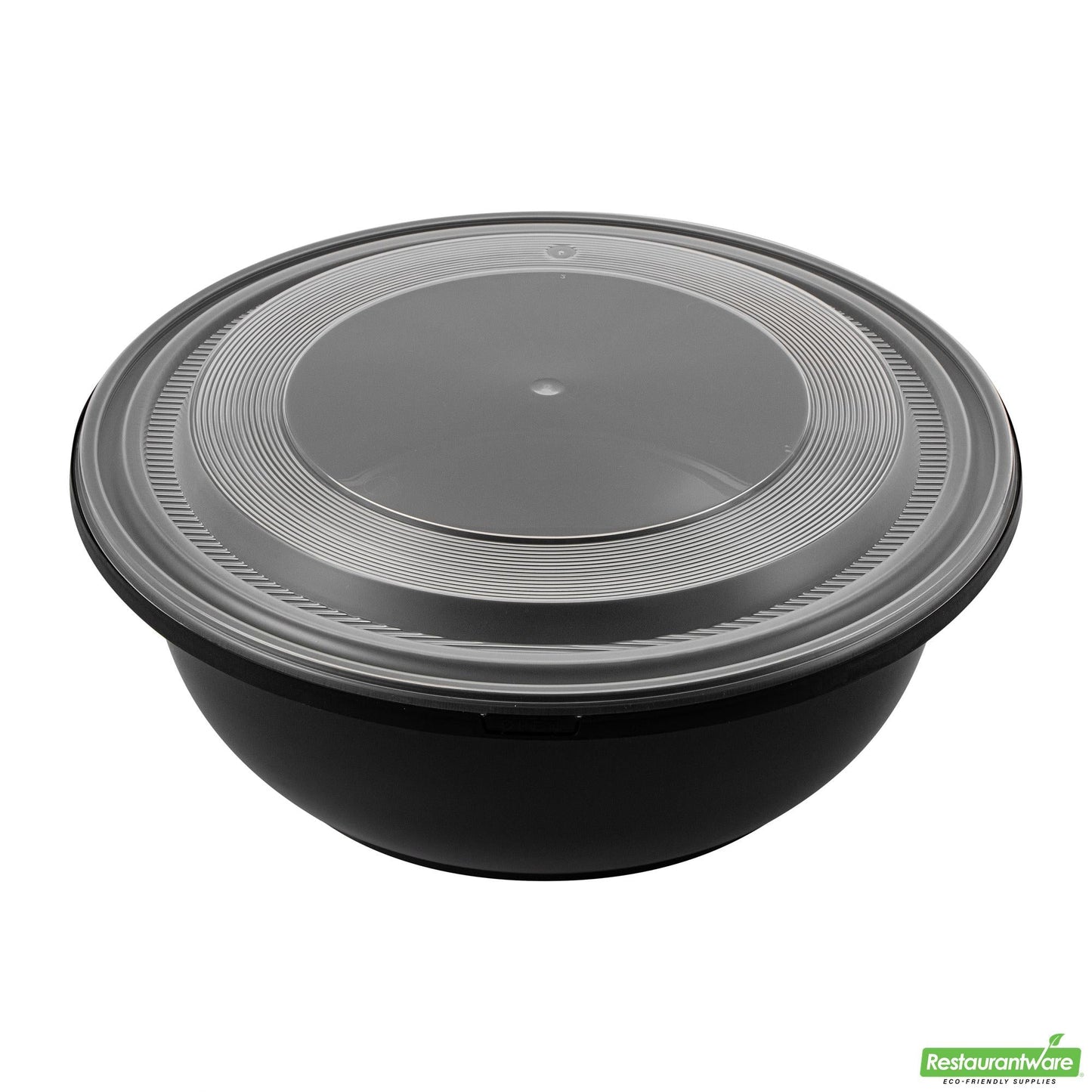 Wholesale Restaurantware Cater Tek 169 Oz Round Black Catering / Serving Bowl - with Clear Lid, Microwavable - 11 3/4" X 11 3/4" X 4 1/2" - 50 Count Box- Bulk