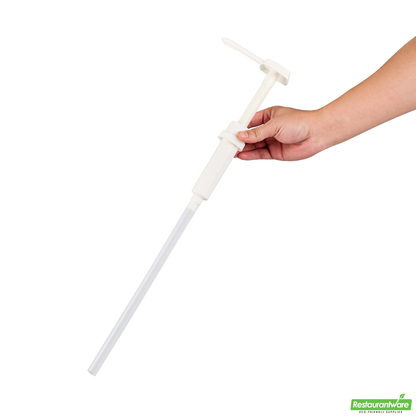 Wholesale Restaurantware Met Lux 1 Oz White Plastic Condiment Pump - with 11" Trimmable Dip Tube - 1 Count Box- Bulk