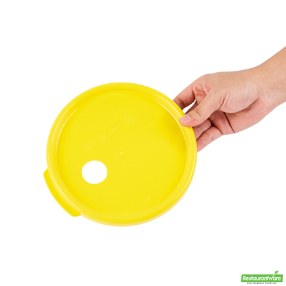 Wholesale Restaurantware Met Lux Round Yellow Plastic Lid - Fits 4 Qt Food Storage Container - 1 Count Box- Bulk