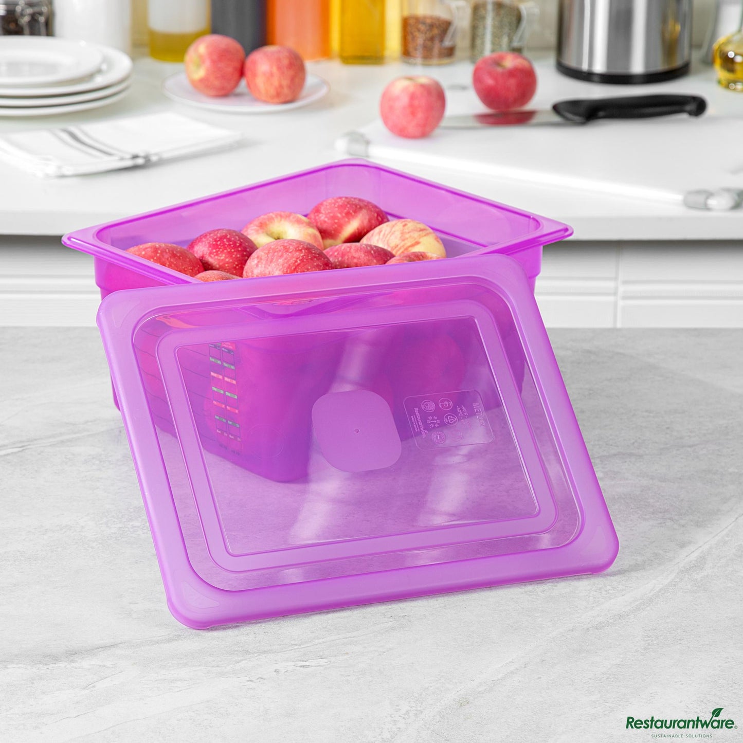 Wholesale Restaurantware Purple Allergen-Free Polypropylene Lid - Fits Half Size Pan - 12.8" X 10.5" X 0.5"- Bulk