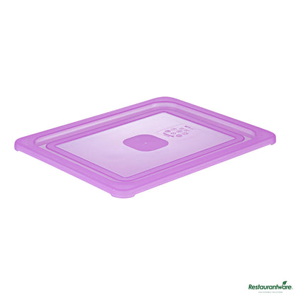 Wholesale Restaurantware Purple Allergen-Free Polypropylene Lid - Fits Half Size Pan - 12.8" X 10.5" X 0.5"- Bulk