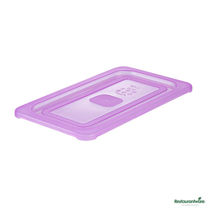 Wholesale Restaurantware Purple Allergen-Free Polypropylene Lid - Fits 1/3 Size Food Pan - 12.7" X 7" X 0.5"- Bulk