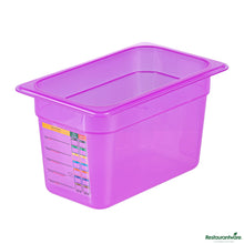 Wholesale Restaurantware Purple Allergen-Free Polypropylene 1/4 Size Food Pan - 6" Deep - 10.4" X 6.3" X 5.9"- Bulk