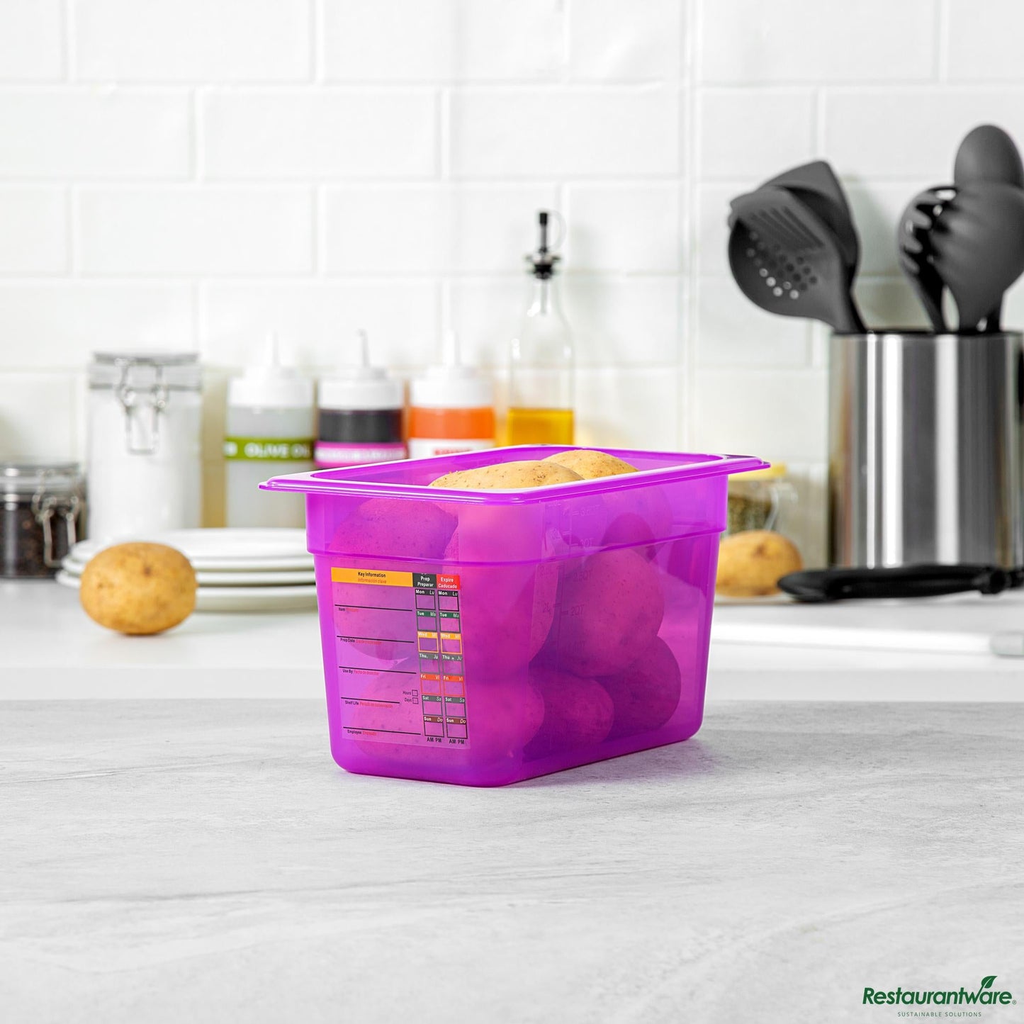 Wholesale Restaurantware Purple Allergen-Free Polypropylene 1/4 Size Food Pan - 6" Deep - 10.4" X 6.3" X 5.9"- Bulk